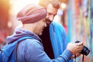 friends playing with camera